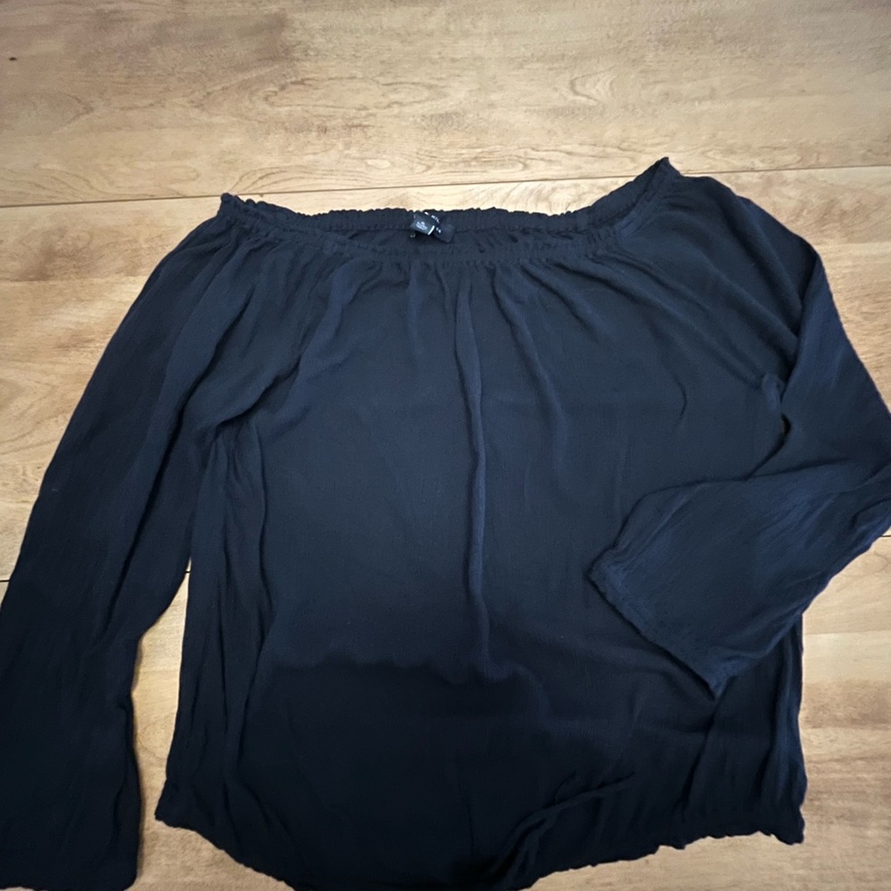 Tommy Hilfiger Navy Blue Off-Shoulder Poet Blouse